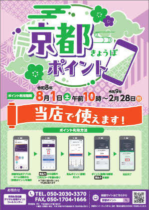 京都ポイント（きょうぽ）チラシ｜サイクルどり～むで使えます